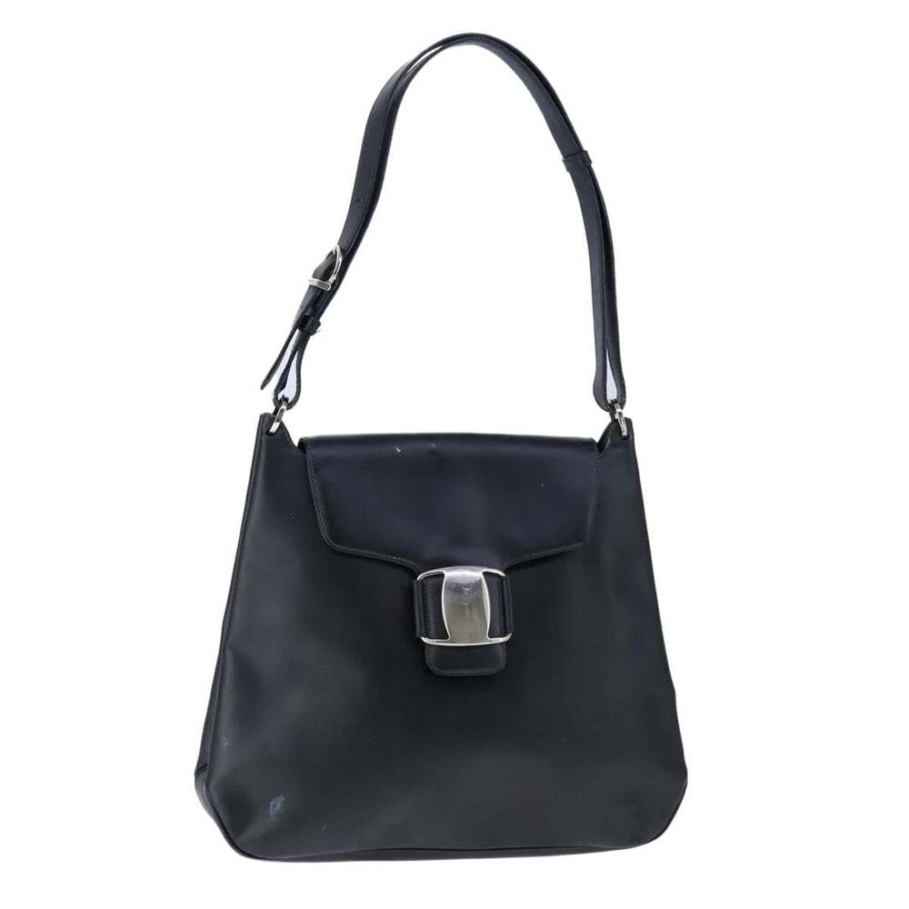Salvatore Ferragamo Patent Leather Shoulder Bag Black